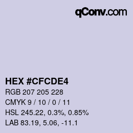 颜色代码: HEX #CFCDE4 | qconv.com