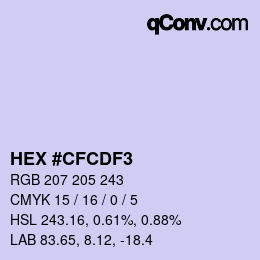 Color code: HEX #CFCDF3 | qconv.com