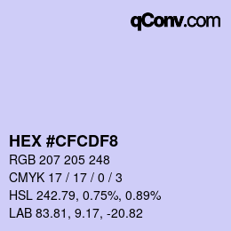 Color code: HEX #CFCDF8 | qconv.com