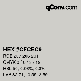 カラーコード: HEX #CFCEC9 | qconv.com