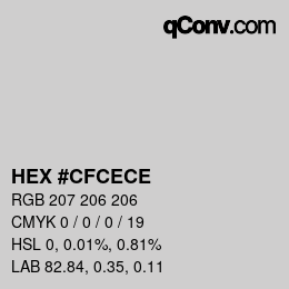 カラーコード: HEX #CFCECE | qconv.com