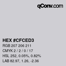 Color code: HEX #CFCED3 | qconv.com