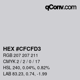 Farbcode: HEX #CFCFD3 | qconv.com