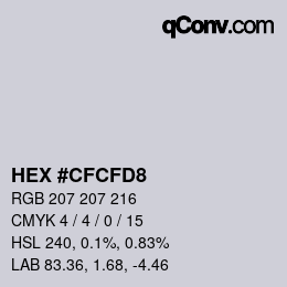 カラーコード: HEX #cfcfd8 | qconv.com