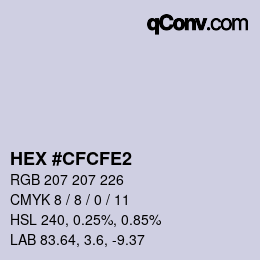 颜色代码: HEX #CFCFE2 | qconv.com