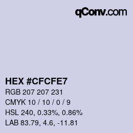 Color code: HEX #CFCFE7 | qconv.com