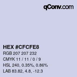 Color code: HEX #CFCFE8 | qconv.com