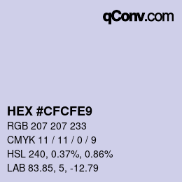 颜色代码: HEX #CFCFE9 | qconv.com