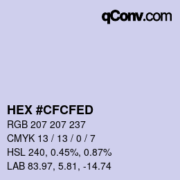 颜色代码: HEX #CFCFED | qconv.com