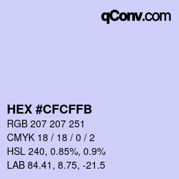 Color code: HEX #CFCFFB | qconv.com