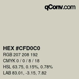 Color code: HEX #CFD0C0 | qconv.com