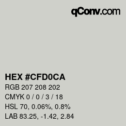 カラーコード: HEX #CFD0CA | qconv.com