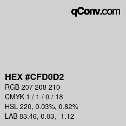 Color code: HEX #CFD0D2 | qconv.com