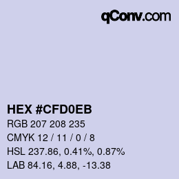 カラーコード: HEX #CFD0EB | qconv.com