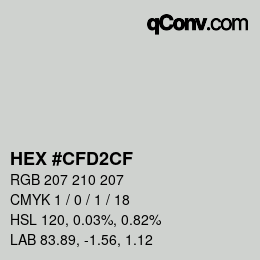 Color code: HEX #CFD2CF | qconv.com