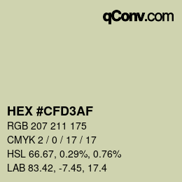 Color code: HEX #CFD3AF | qconv.com