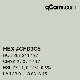 Color code: HEX #CFD3C5 | qconv.com