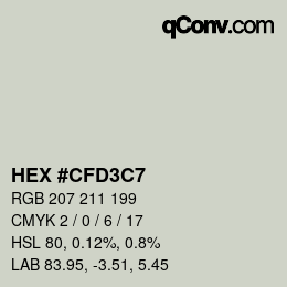 Color code: HEX #CFD3C7 | qconv.com