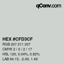 Color code: HEX #CFD3CF | qconv.com