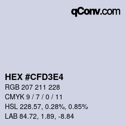 Color code: HEX #CFD3E4 | qconv.com