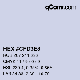 Color code: HEX #CFD3E8 | qconv.com