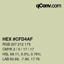 Color code: HEX #CFD4AF | qconv.com