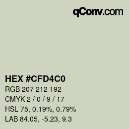カラーコード: HEX #CFD4C0 | qconv.com