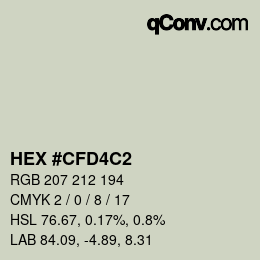 Color code: HEX #CFD4C2 | qconv.com