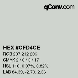 カラーコード: HEX #CFD4CE | qconv.com