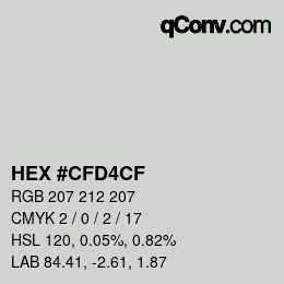 カラーコード: HEX #CFD4CF | qconv.com