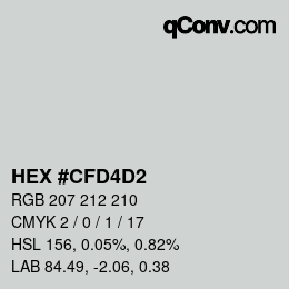 Color code: HEX #CFD4D2 | qconv.com