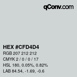 カラーコード: HEX #CFD4D4 | qconv.com