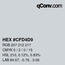 カラーコード: HEX #CFD4D9 | qconv.com