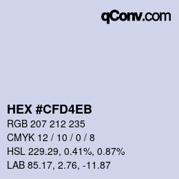 カラーコード: HEX #CFD4EB | qconv.com
