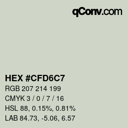 Color code: HEX #CFD6C7 | qconv.com