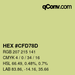 Color code: HEX #CFD78D | qconv.com