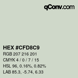 Color code: HEX #CFD8C9 | qconv.com