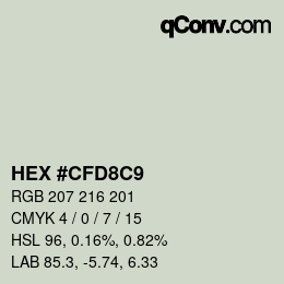 Color code: HEX #CFD8C9 | qconv.com