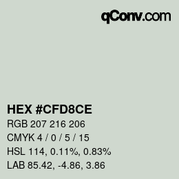 Color code: HEX #CFD8CE | qconv.com