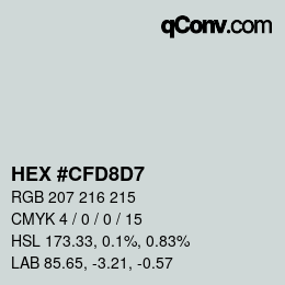 Color code: HEX #CFD8D7 | qconv.com
