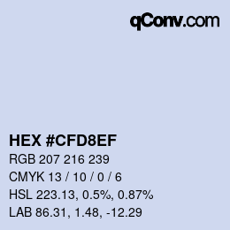 Color code: HEX #CFD8EF | qconv.com