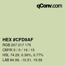 Color code: HEX #CFD9AF | qconv.com