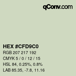 カラーコード: HEX #CFD9C0 | qconv.com