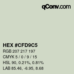 カラーコード: HEX #CFD9C5 | qconv.com