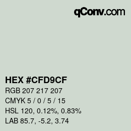 Color code: HEX #CFD9CF | qconv.com