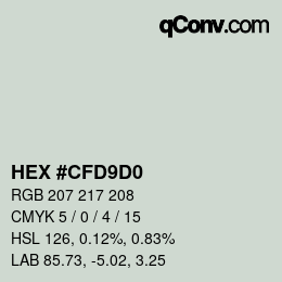 Color code: HEX #CFD9D0 | qconv.com