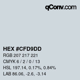 Color code: HEX #CFD9DD | qconv.com