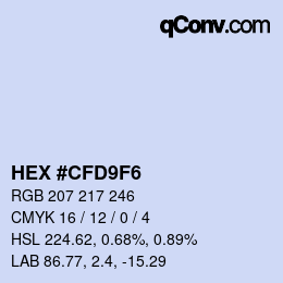 Color code: HEX #CFD9F6 | qconv.com