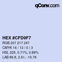 Farbcode: HEX #CFD9F7 | qconv.com