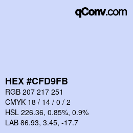 Color code: HEX #CFD9FB | qconv.com